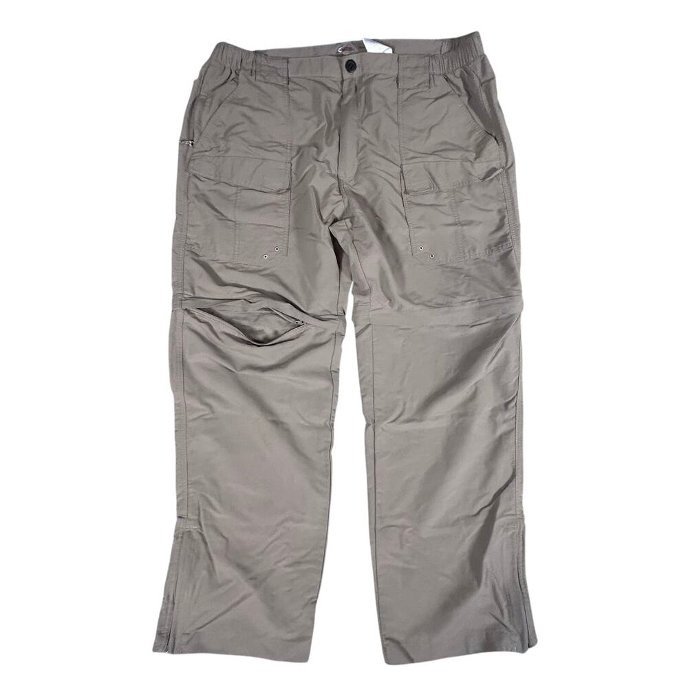Bass Pro Shop Convertible‎ Zip Off Cargo Pants Mens XL 38 Green Nylon Fishing